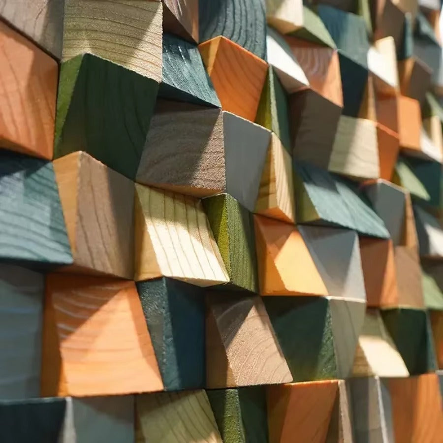 Modern 3D Wood Wall Art Handmade Mosaic Tile Acoustic Diffuser For Home  Showroom Decoration 1