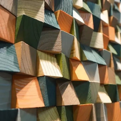 Modern 3D Wood Wall Art Handmade Mosaic Tile Acoustic Diffuser For Home  Showroom Decoration 1
