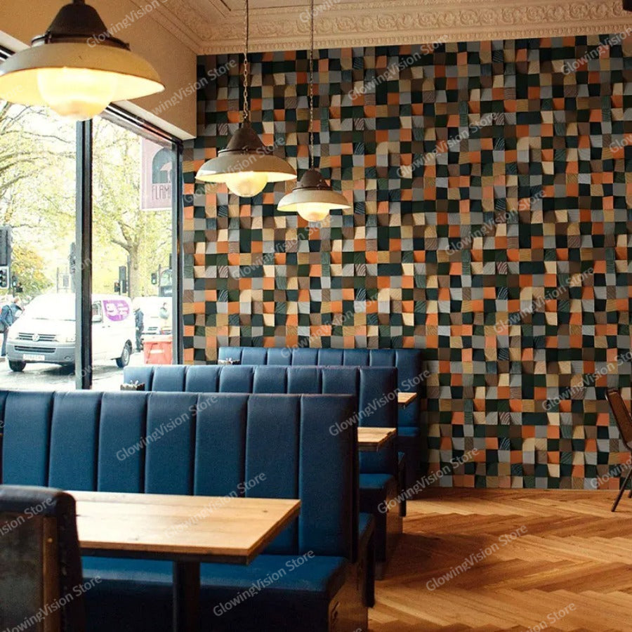 Modern 3D Wood Wall Art Handmade Mosaic Tile Acoustic Diffuser For Home  Showroom Decoration 4