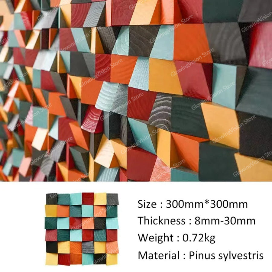 Modern 3D Wood Wall Art Handmade Mosaic Tile Acoustic Diffuser For Home  Showroom Decoration 7