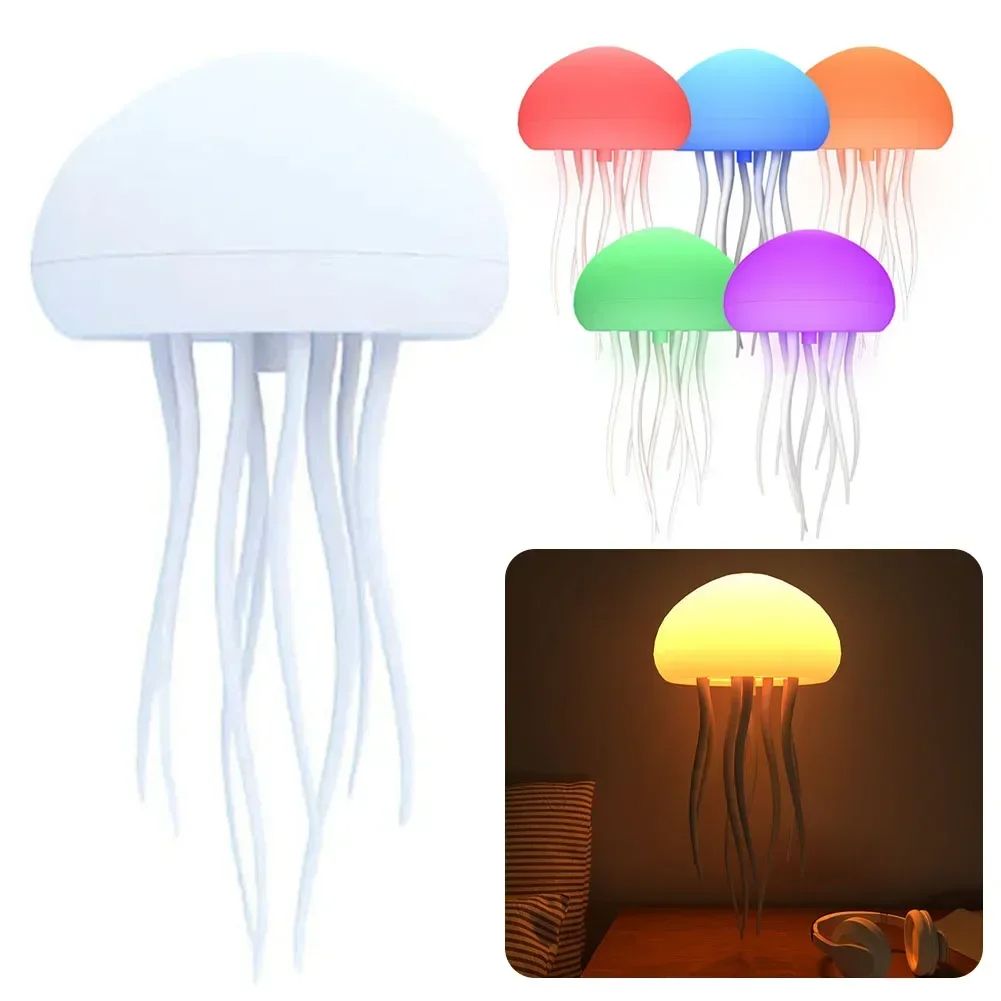 Cartoon Jellyfish Night Light RGB Gradient Cute LED Lamp With Voice Control Dancing Jellyfish Bedsi 1