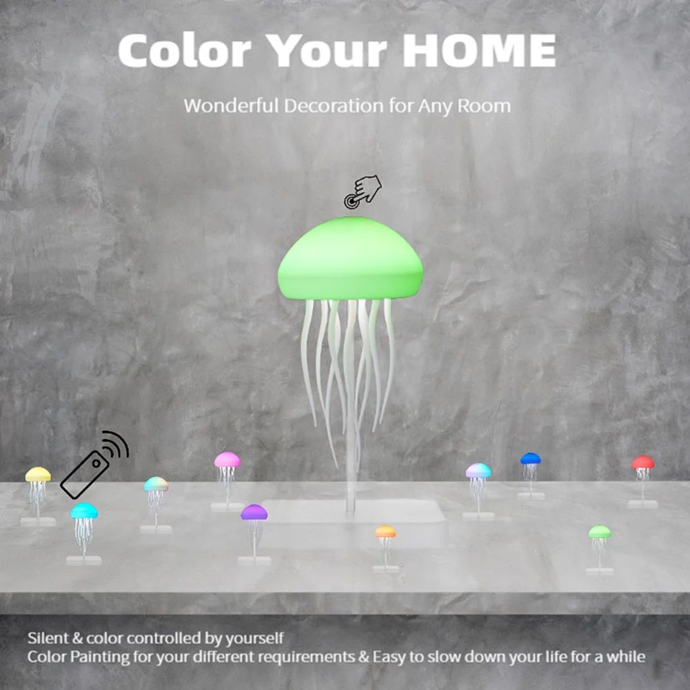 Cartoon Jellyfish Night Light RGB Gradient Cute LED Lamp With Voice Control Dancing Jellyfish Bedsi 4