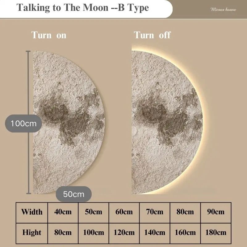 Creative Minimalist Remote Control Dimming Wall Painting Lamp LED Moon Painting Wall Lights Living  7