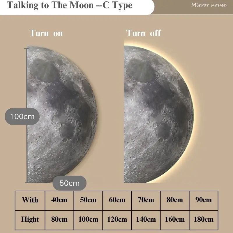 Creative Minimalist Remote Control Dimming Wall Painting Lamp LED Moon Painting Wall Lights Living  8