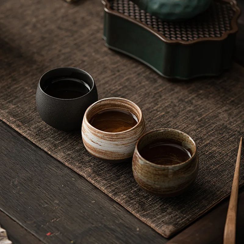 Japanese Handmade Stoneware Tea Cup Small Kung Fu Teacup For Tea Set Vintage Chinese Style Quiet Ro 1