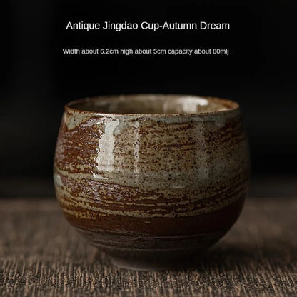 Japanese Handmade Stoneware Tea Cup Small Kung Fu Teacup For Tea Set Vintage Chinese Style Quiet Ro 3