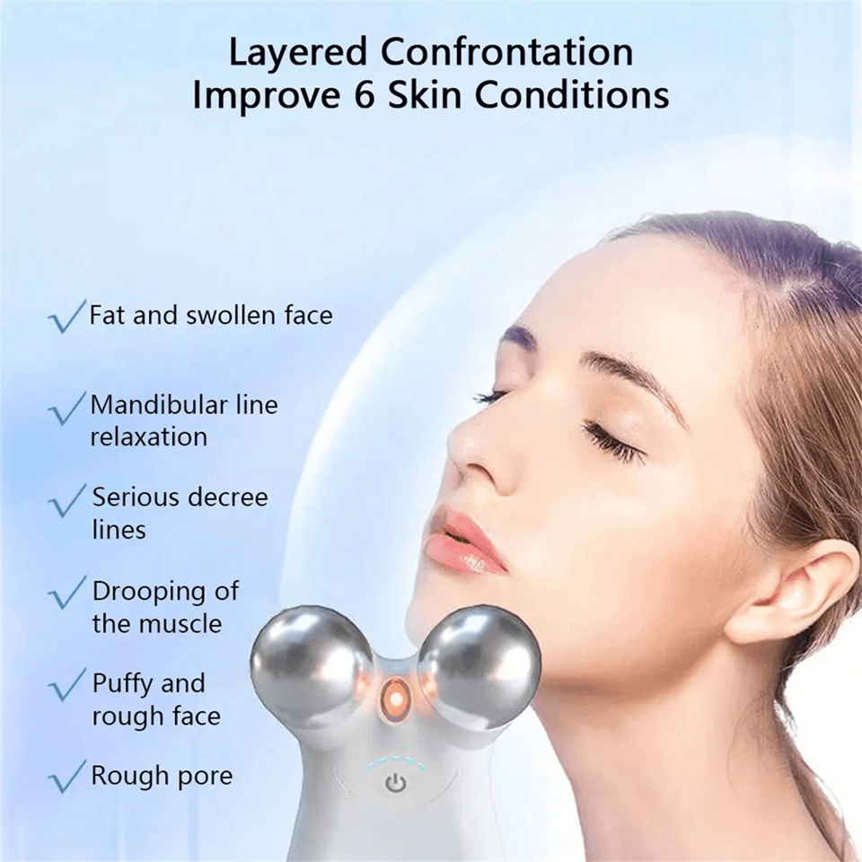 EMS Microcurrent Face Massager With RF Therapy  Stainless Steel Double Head Beauty Device For Skin  1