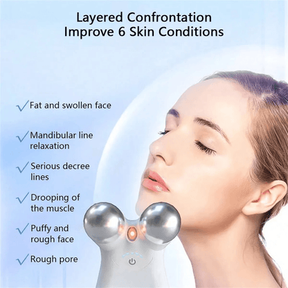 EMS Microcurrent Face Massager With RF Therapy  Stainless Steel Double Head Beauty Device For Skin  1