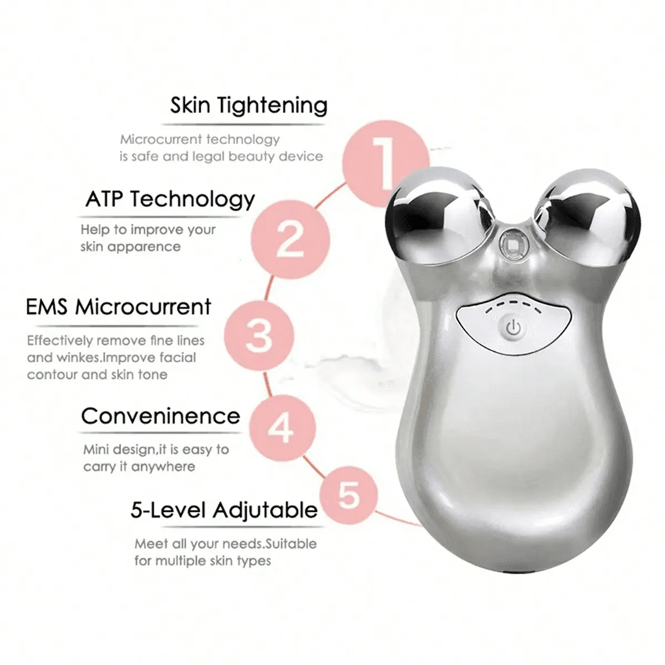 EMS Microcurrent Face Massager With RF Therapy  Stainless Steel Double Head Beauty Device For Skin  2
