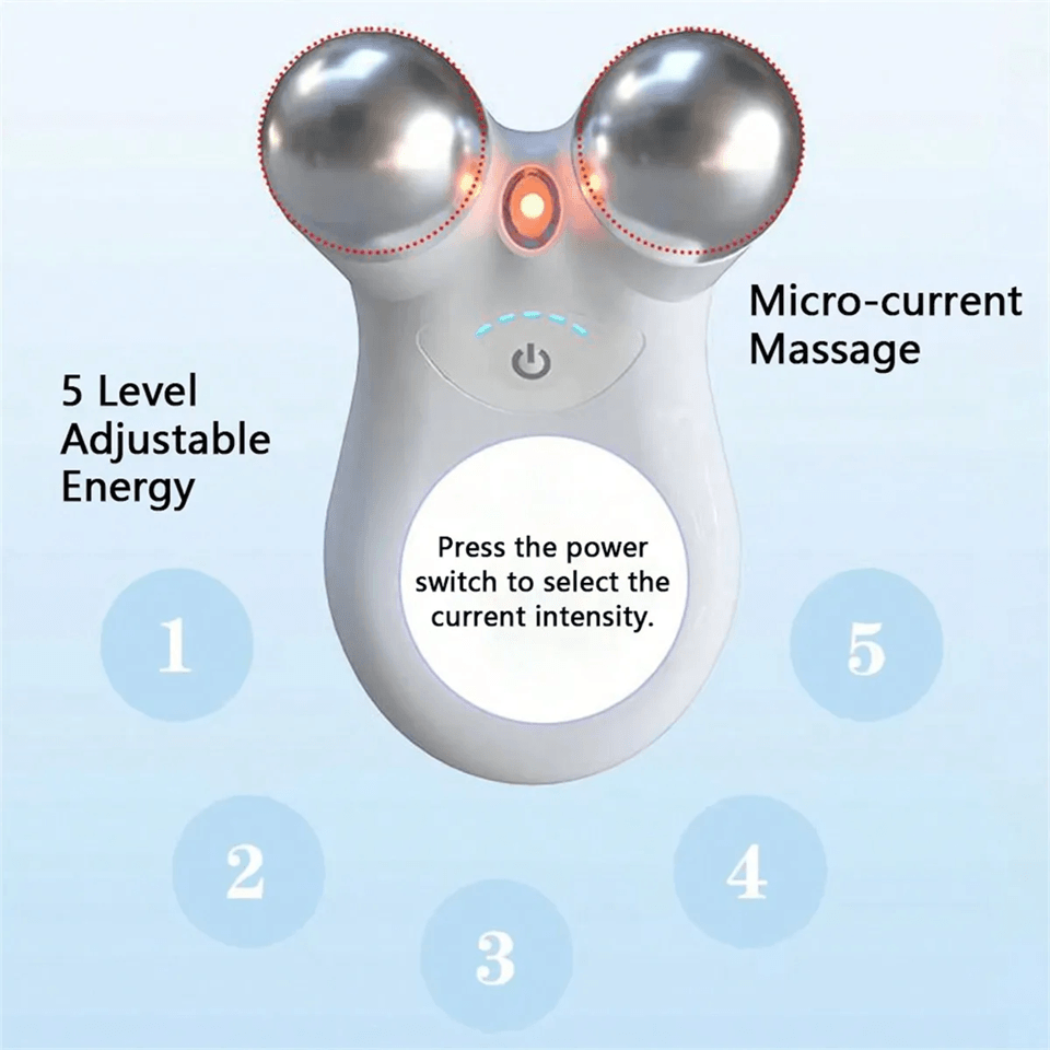 EMS Microcurrent Face Massager With RF Therapy  Stainless Steel Double Head Beauty Device For Skin  3