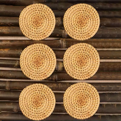 Handwoven Rattan Drink Coasters  3pcs Or 6pcs Round HeatResistant Table Mats 315 In 1