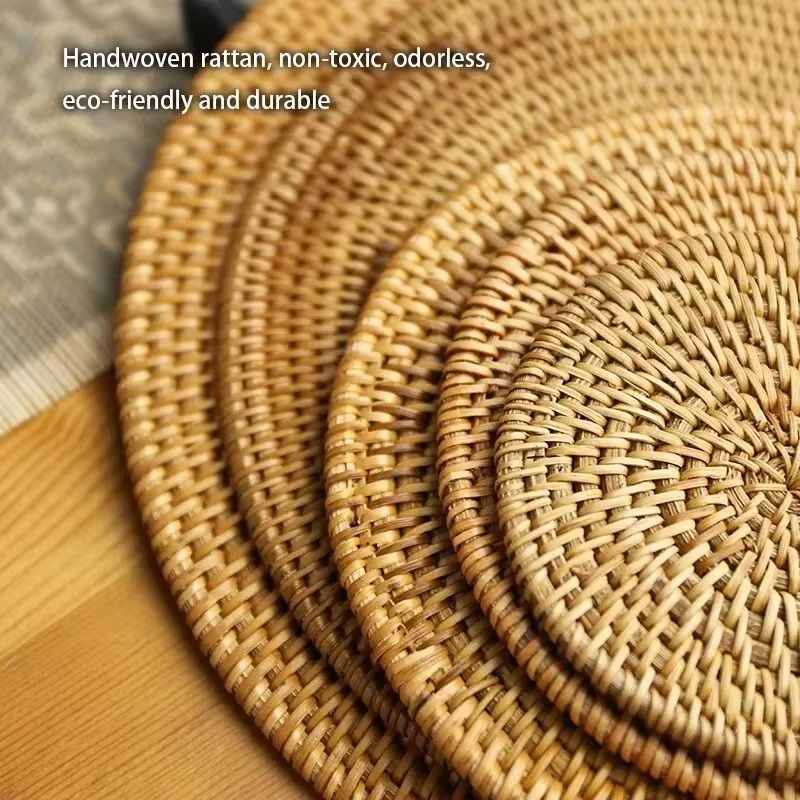 Handwoven Rattan Drink Coasters  3pcs Or 6pcs Round HeatResistant Table Mats 315 In 4