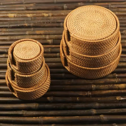 Handwoven Rattan Drink Coasters  3pcs Or 6pcs Round HeatResistant Table Mats 315 In 8