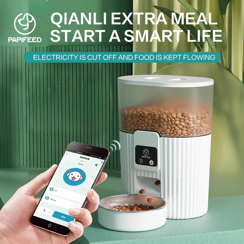 Smart Automatic Cat & Dog Feeder, WiFi Remote Pet Food Dispenser with Fixed Meal Timer