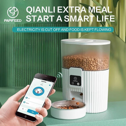 Smart Automatic Cat & Dog Feeder, WiFi Remote Pet Food Dispenser with Fixed Meal Timer