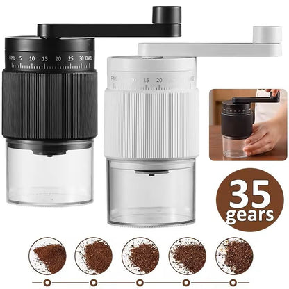 Manual Coffee Grinder with 35-Gear Adjustment – Ceramic Burr Mill for Espresso, Pour-Over, and French Press