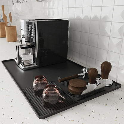 Multi Functional Silicone Coffee Mat, Non Slip Bar Countertop Mat for Mess Free, Essential Coffee Station Setup