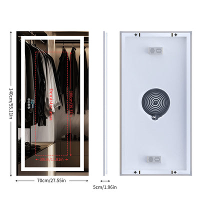 Modern LED Bathroom Mirror Wall Mounted Smart Vanity Mirror With Bluetooth Digital Clock  AntiFog T 7