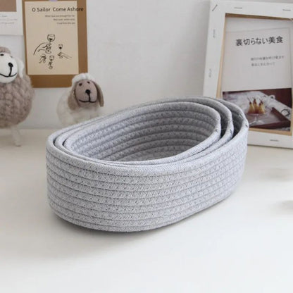 Nordic Cotton Rope Woven Storage Baskets Desktop Sundries Organizer For Keys Cosmetics  Home Decor 1