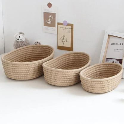 Nordic Cotton Rope Woven Storage Baskets Desktop Sundries Organizer For Keys Cosmetics  Home Decor 2