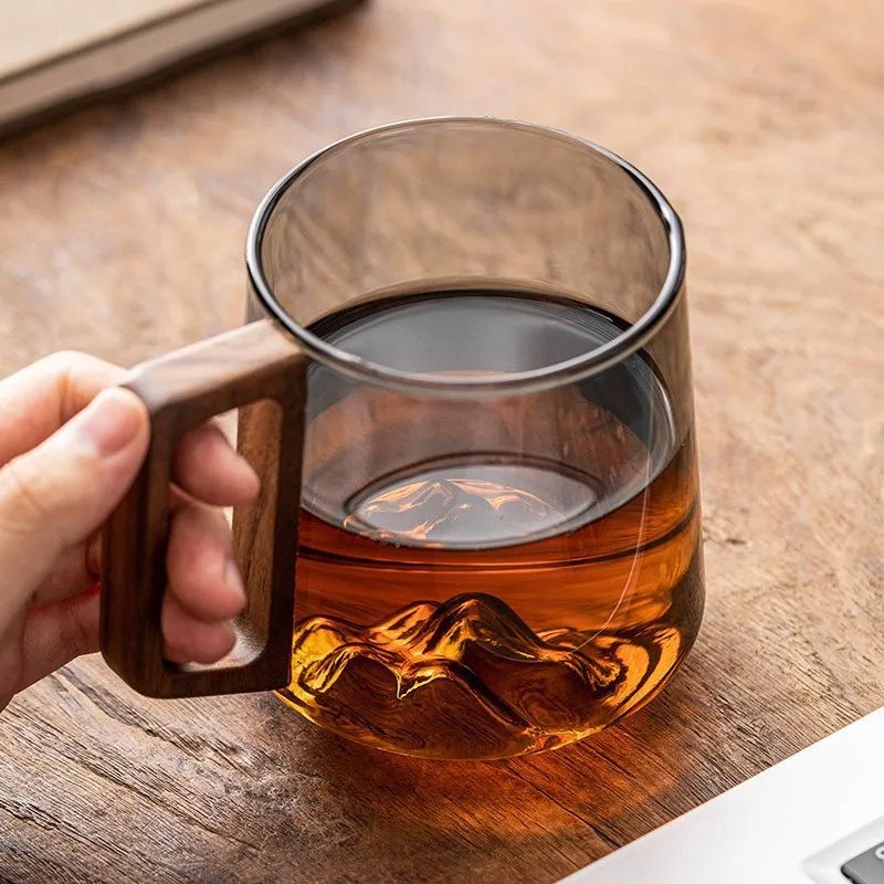 Guanshan Glass SingleLayer Cup With Wooden Handle LargeCapacity Drinking Cup For Milk Tea Juice Hou 3