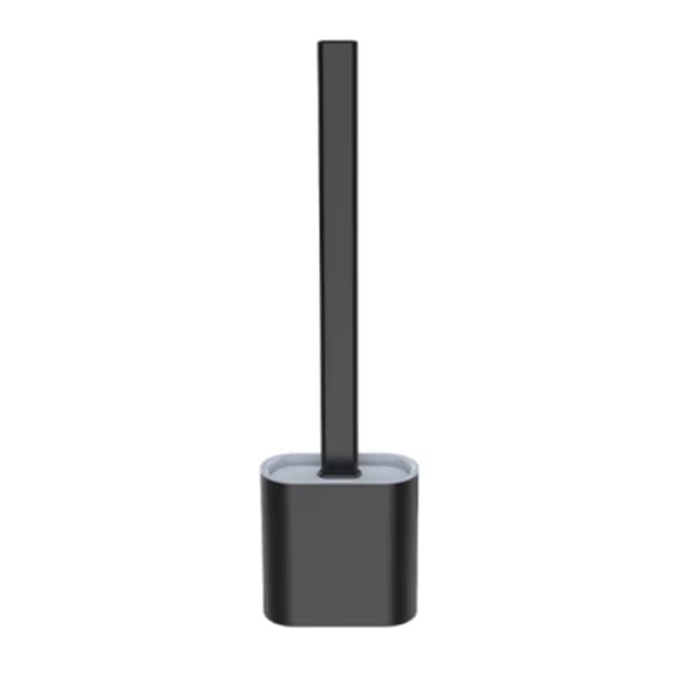 Flexible Silicone Toilet Brush With Long Handle And Wall Mount Holder 2
