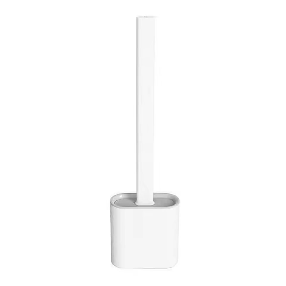 Flexible Silicone Toilet Brush With Long Handle And Wall Mount Holder 3