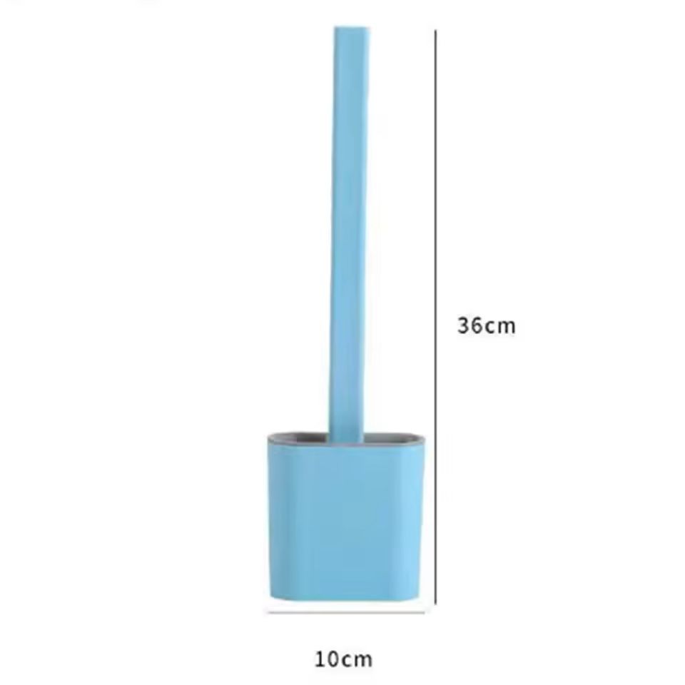 Flexible Silicone Toilet Brush With Long Handle And Wall Mount Holder 4