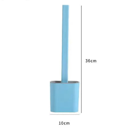 Flexible Silicone Toilet Brush With Long Handle And Wall Mount Holder 4