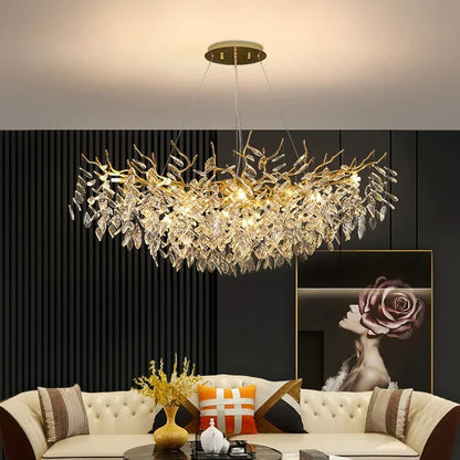 Luxury Gold Crystal LED Chandelier Elegant Ceiling Light For Living Room Dining  Bedroom 1
