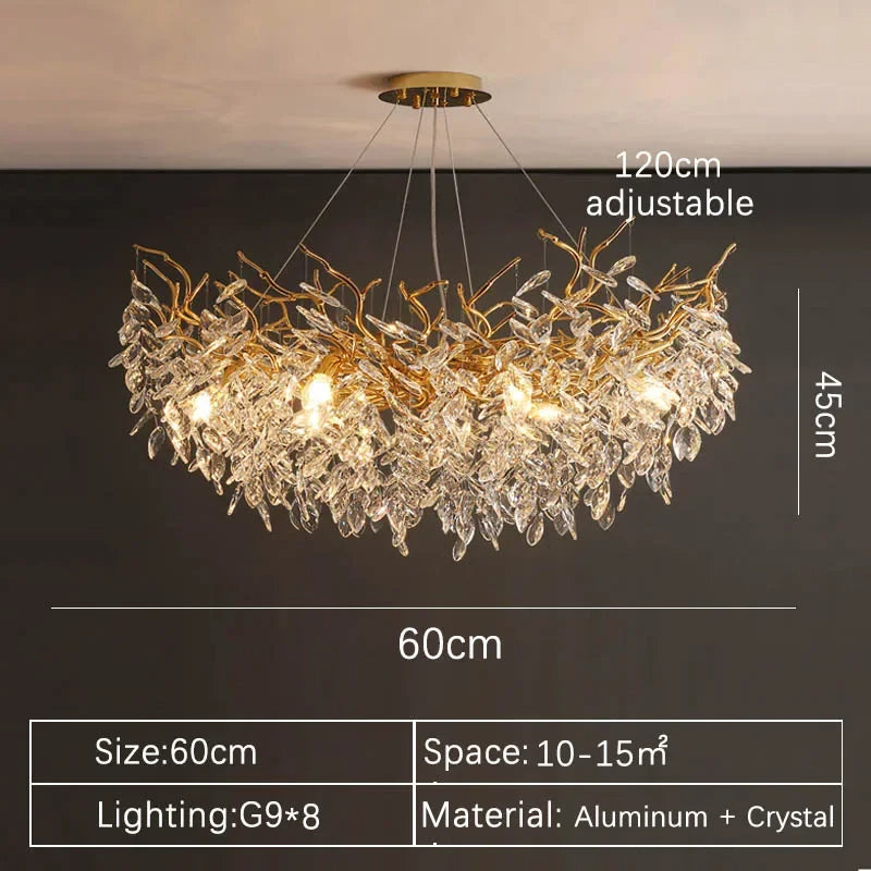 Luxury Gold Crystal LED Chandelier Elegant Ceiling Light For Living Room Dining  Bedroom 7