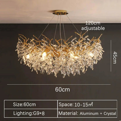 Luxury Gold Crystal LED Chandelier Elegant Ceiling Light For Living Room Dining  Bedroom 7