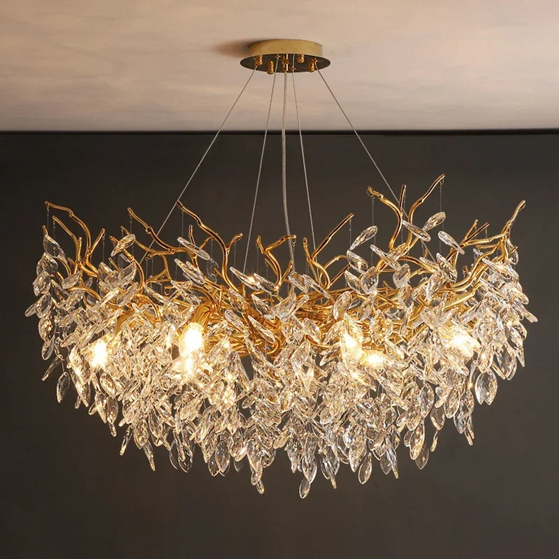 Luxury Gold Crystal LED Chandelier Elegant Ceiling Light For Living Room Dining  Bedroom 5