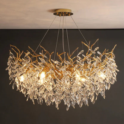 Luxury Gold Crystal LED Chandelier Elegant Ceiling Light For Living Room Dining  Bedroom 5