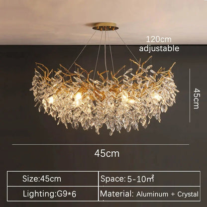 Luxury Gold Crystal LED Chandelier Elegant Ceiling Light For Living Room Dining  Bedroom 6