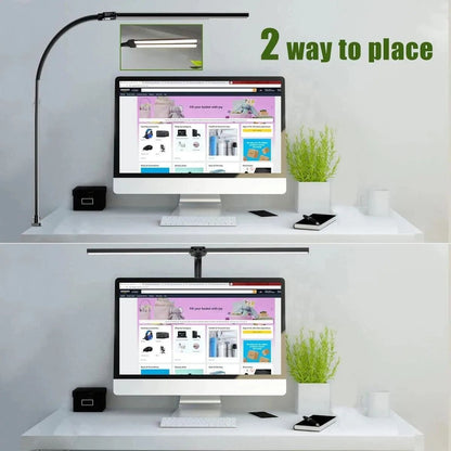 Double Head LED Desk Lamp Dimmable Architect Table Light For Office Reading Gaming  Computer Monito 2