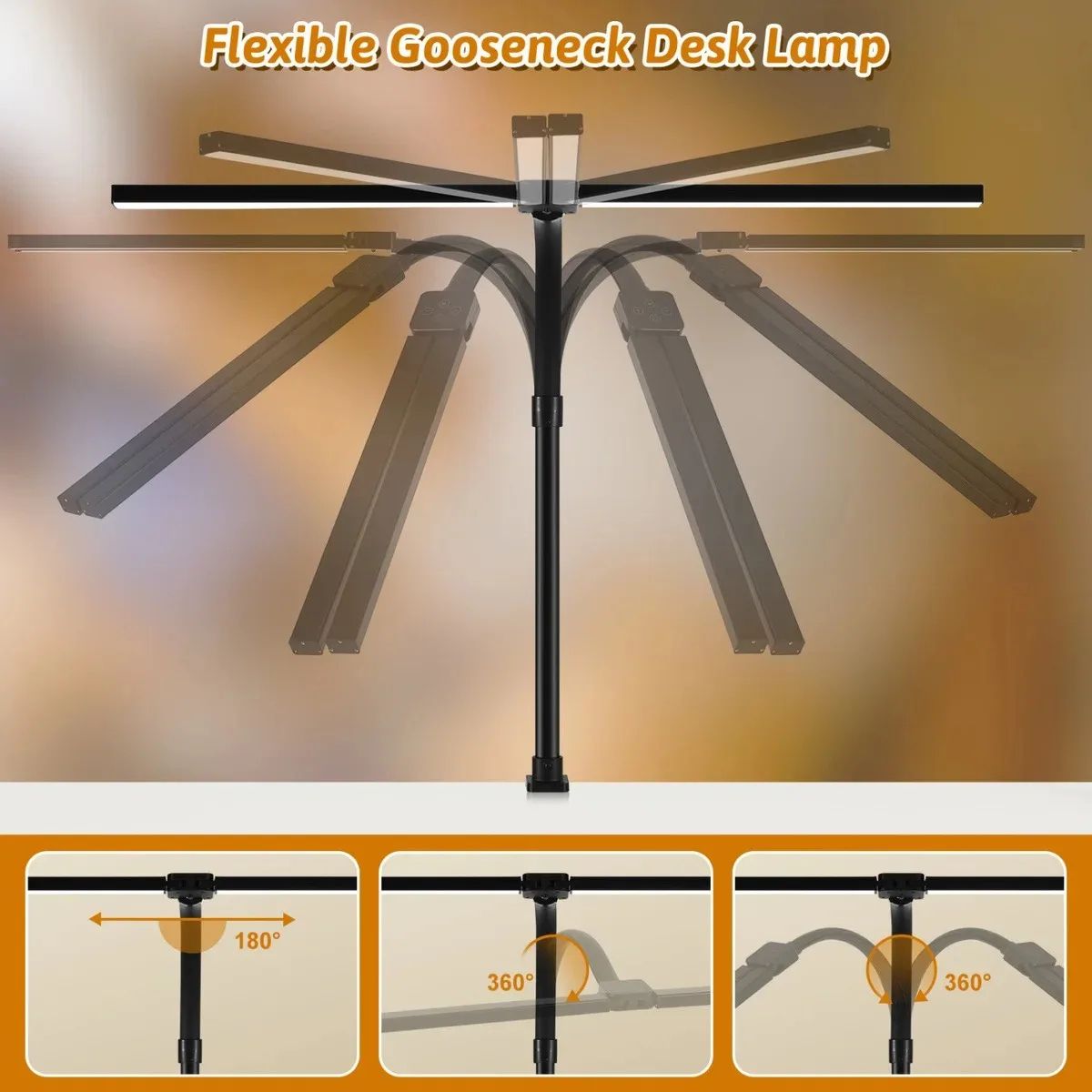Double Head LED Desk Lamp Dimmable Architect Table Light For Office Reading Gaming  Computer Monito 4