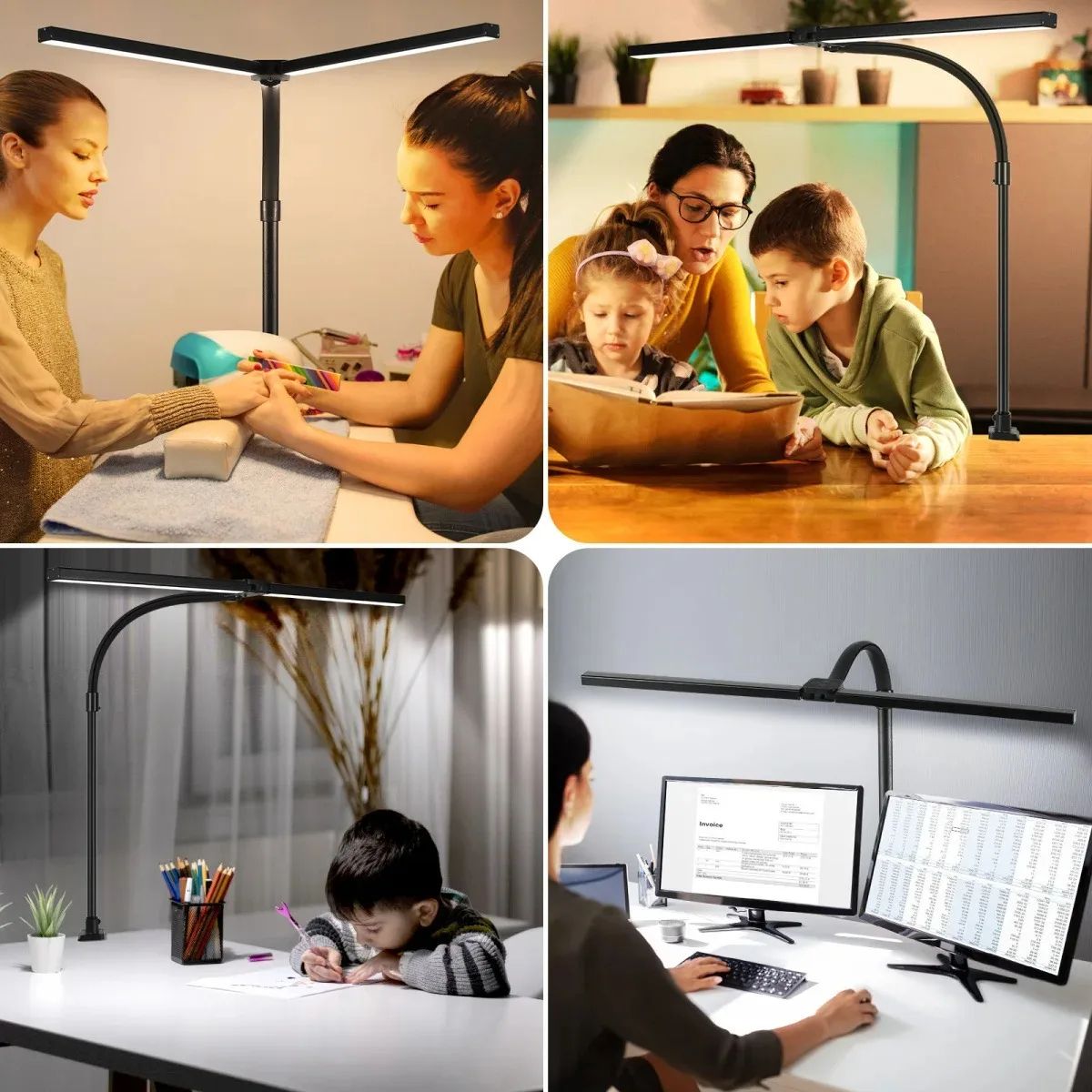Double Head LED Desk Lamp Dimmable Architect Table Light For Office Reading Gaming  Computer Monito 5