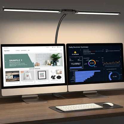 Double Head LED Desk Lamp Dimmable Architect Table Light For Office Reading Gaming  Computer Monito 6