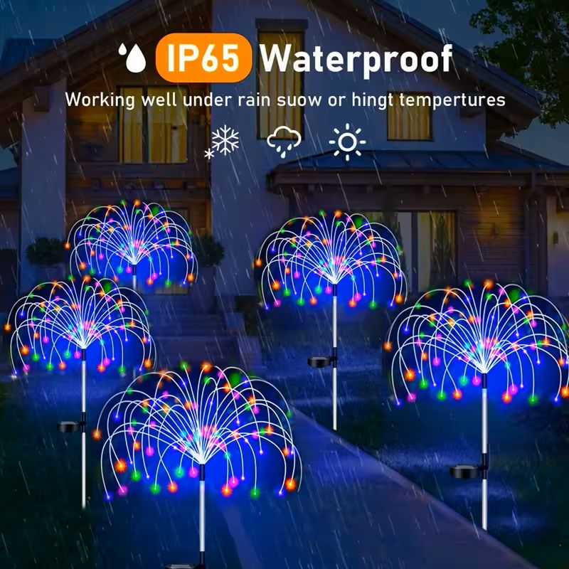 Solar Firework Stake Lights for Outdoor Garden and Pathway Decor