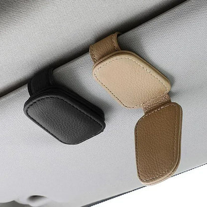 Car Sunshade Sunglasses Holder Clip Magnetic Leather Glasses  Ticket Organizer Auto Sun Visor Acces 1