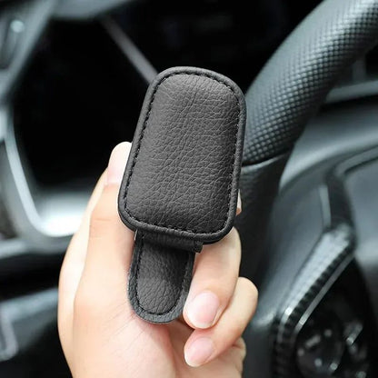 Car Sunshade Sunglasses Holder Clip Magnetic Leather Glasses  Ticket Organizer Auto Sun Visor Acces 3