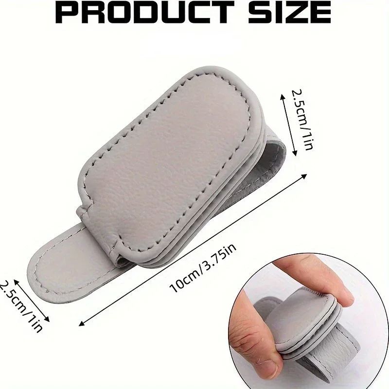 Car Sunshade Sunglasses Holder Clip Magnetic Leather Glasses  Ticket Organizer Auto Sun Visor Acces 4
