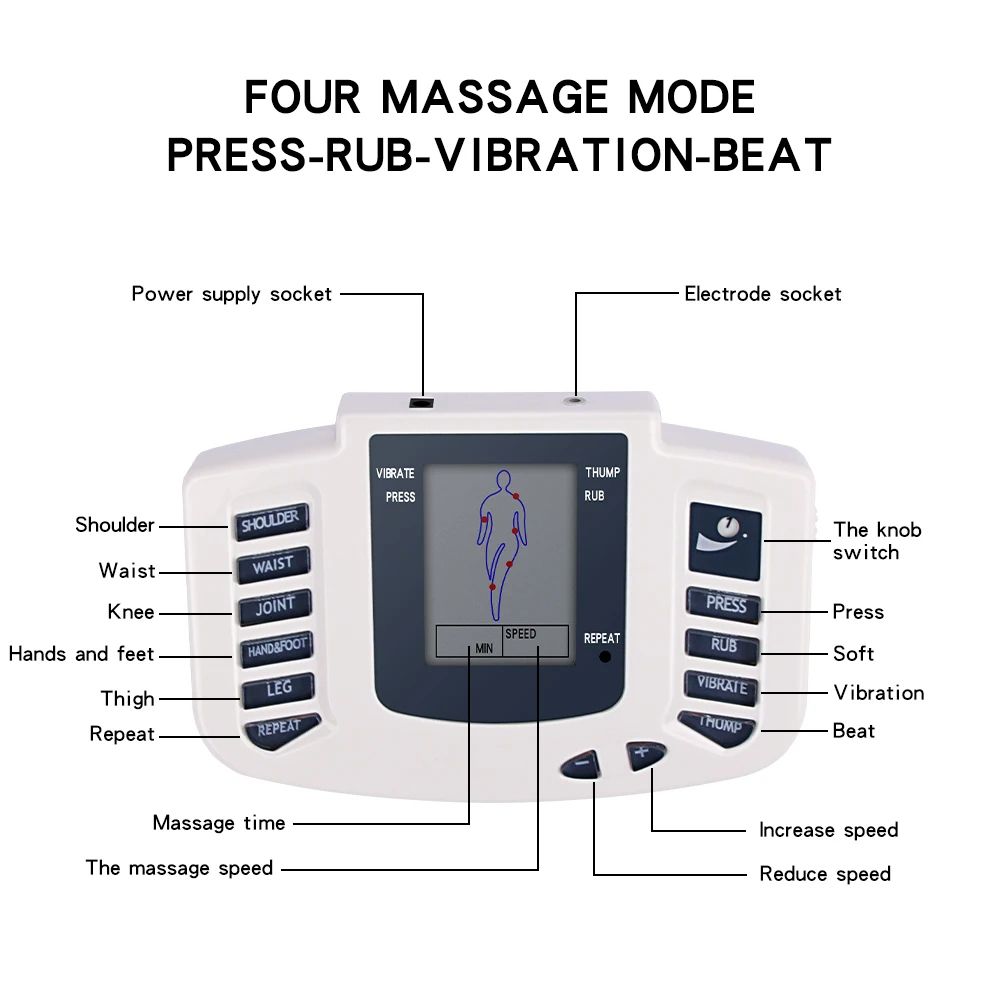 Full Body TENS Muscle Electrostimulator EMS Massage Device Digital Meridian Acupuncture Therapy Phy 1