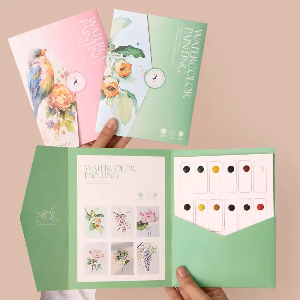 Creative Watercolor Painting Set With Paper Pen And Pigments 1