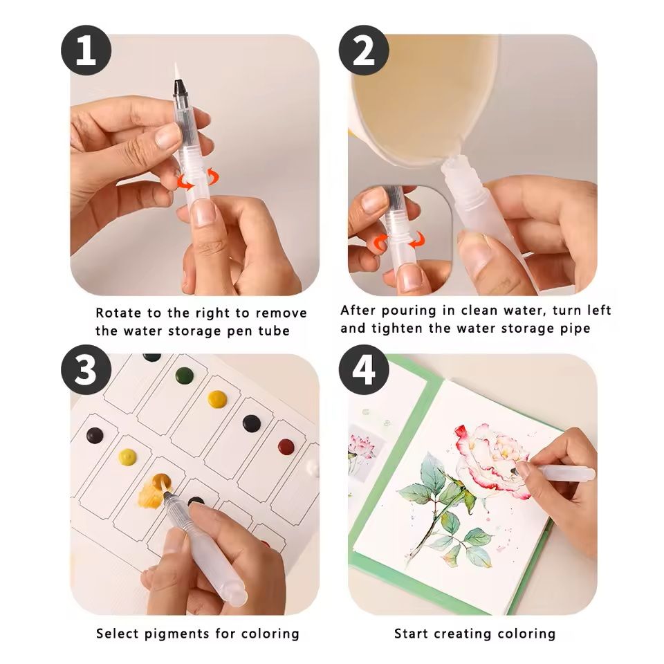Creative Watercolor Painting Set With Paper Pen And Pigments 2
