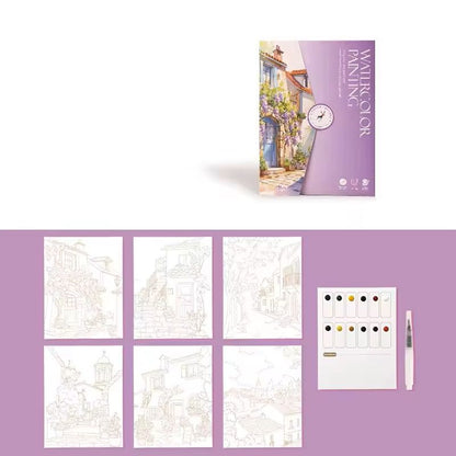 Creative Watercolor Painting Set With Paper Pen And Pigments 4