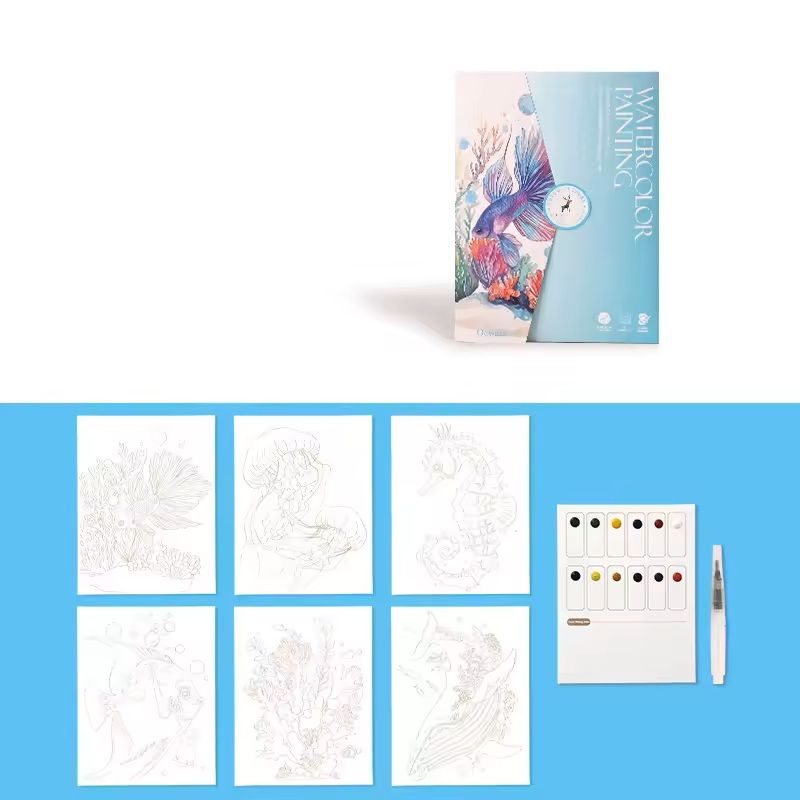 Creative Watercolor Painting Set With Paper Pen And Pigments 5