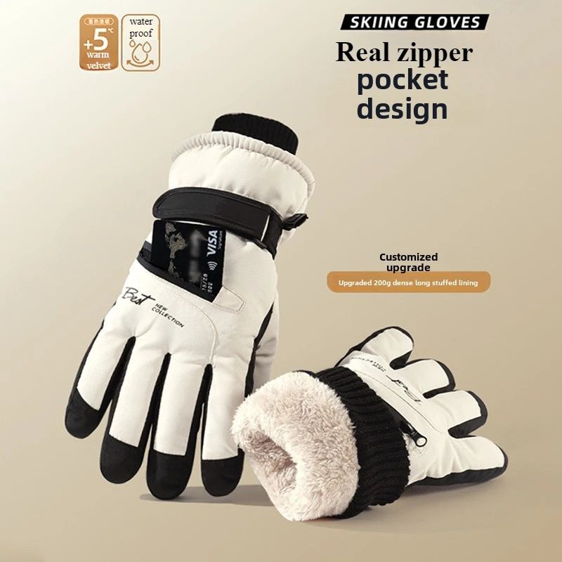 Winter Cycling Gloves Non-Slip Touchscreen Gloves Waterproof Snowboard Accessories with Warm Pocket for Men & Women
