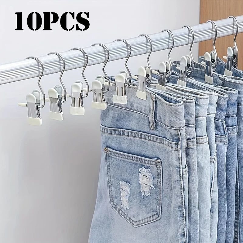 Durable Stainless Steel Clothespins with Hook, Laundry Organizer Hanging Clips for Home, Travel & Closet Clothes